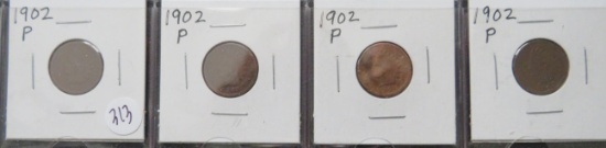 1902- (4) Indian Head Cents