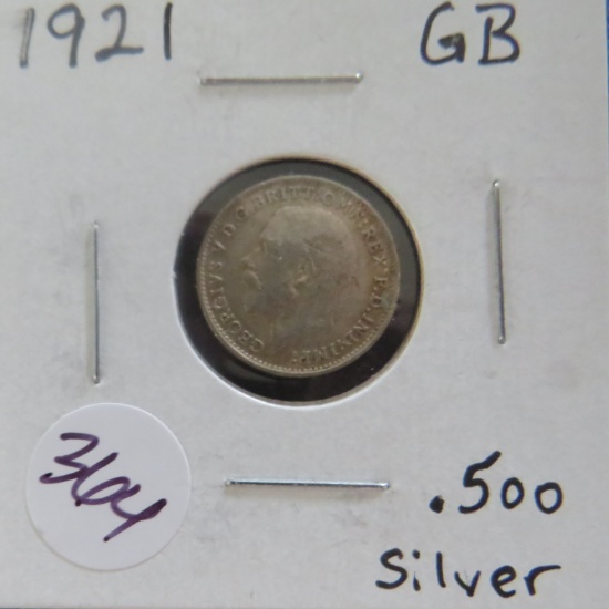 1921- Great Brtitain Silver 3 Pence