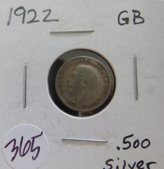 1922- Great Brtitain Silver 3 Pence