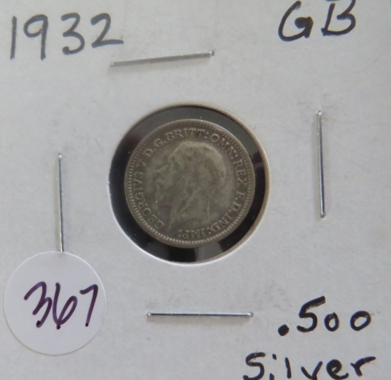 1932- Great Brtitain Silver 3 Pence