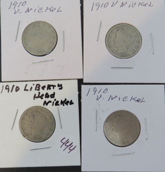 (4) 1910- Liberty Head Nickels