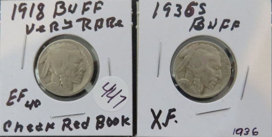 1918 & 1936-S Buffalo Nickels