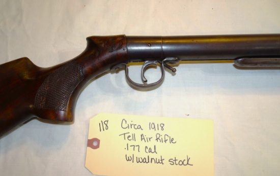Circa 1918 Tell Air Rifle .177 cal w/walnut stock