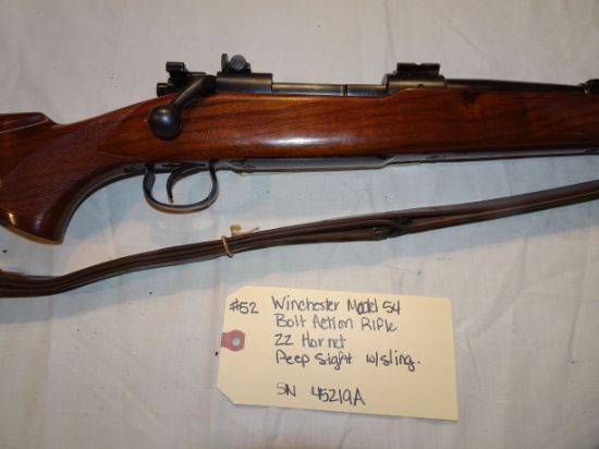 Winchester Model 54 Bolt Action Rifle 22 Hornet Peep Sight w/sling
