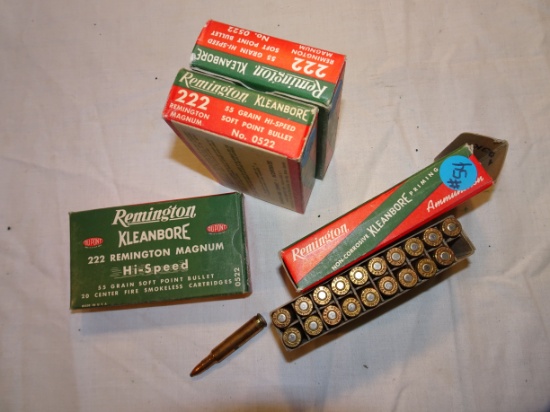 5-20 rd Boxes of 222 Remington Magnum Kleanbore 55 gr Soft Point