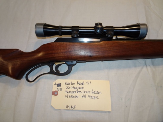 Marlin Model 57 22 Magnum Hammerless Lever Action w/Weaver K4 Scope