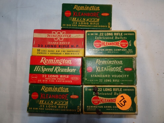 7-50 rd boxes of Asst 22 shells Vintage Boxes