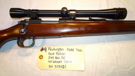 Remington Model 722 Bolt Action 244 Rem Cal w/Weaver Scope