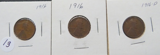 (2) 1916, 1916-D Lincoln Head Pennies