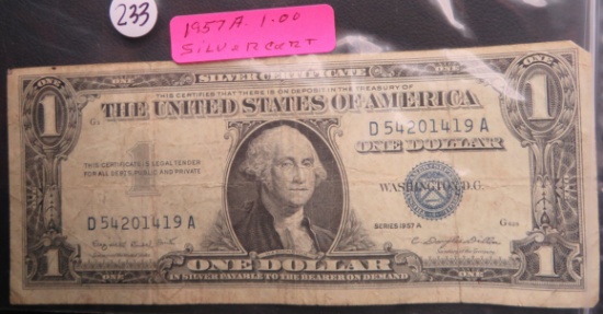 1957-A Silver Certificate One Dollar