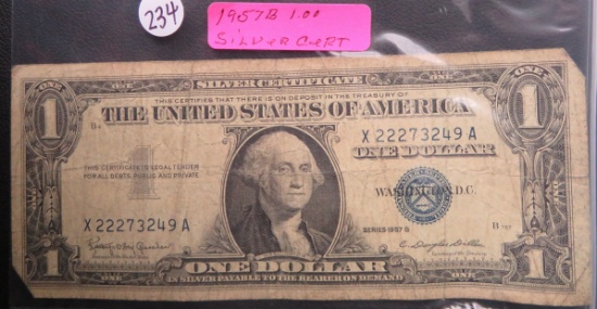 1957-B Silver Certificate One Dollar