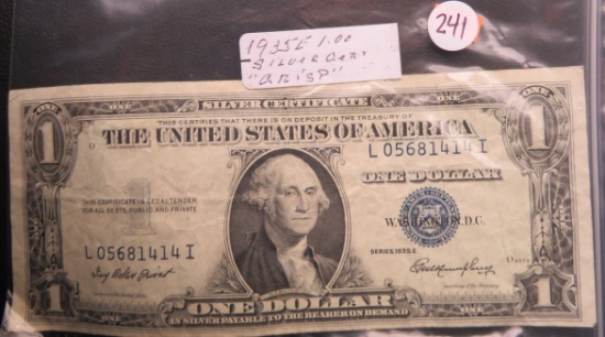 1935-E Silver Certificate  One Dollar
