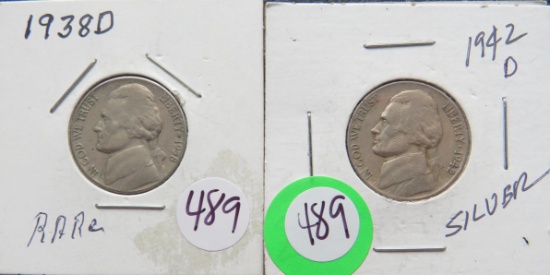 1938-D, 1942-D Jefferson Nickels
