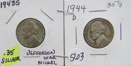 1943-S & 1944-D Jefferson War Nickels