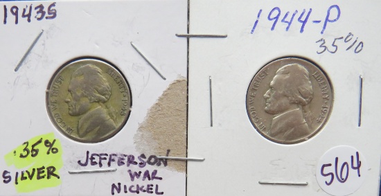 1943-S & 1944-P Jefferson War Nickels