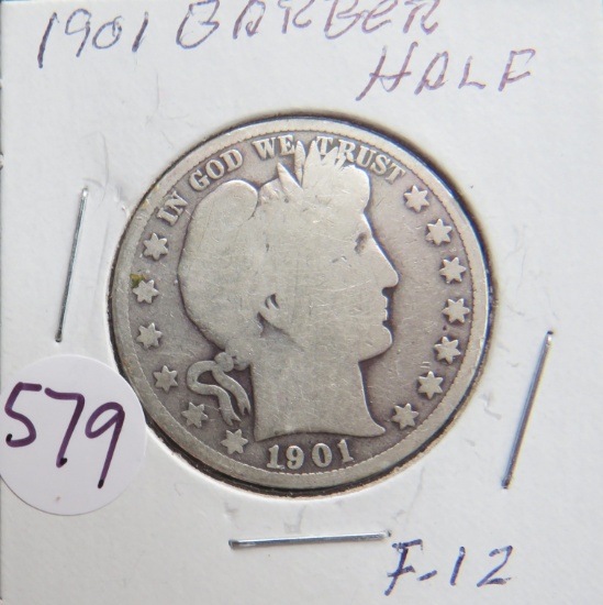 1901- Silver Barber Half Dollar