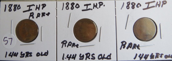 (3) 1880- Indian Head Penny