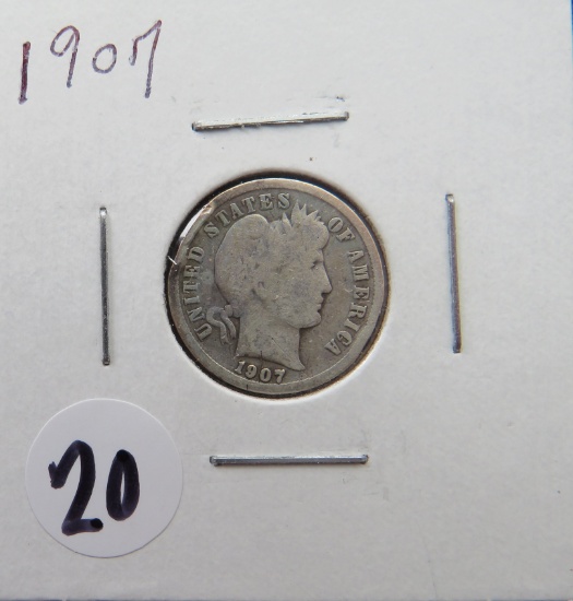1907- Barber Dime