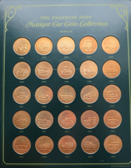 Antique Car Brass Coin Set