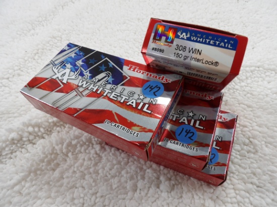 80 Rds 4 Boxes Hornady 308 150 gr Interlock