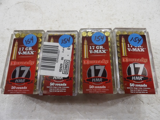 200 Rds 4 Boxes Hornady 17 HMR 20 gr XTP