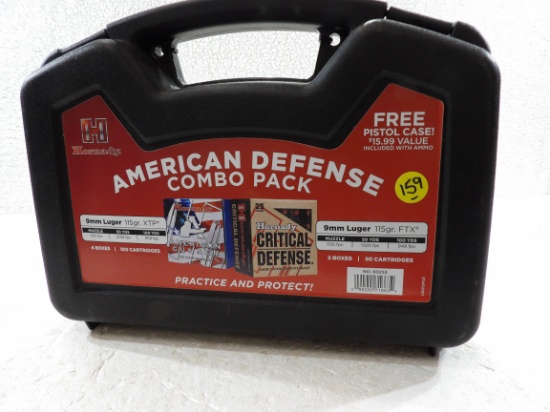 Hornady Defense Comp Pack (100 Rds 4 Boxes 9mm 115 gr XTP, 50 Rds 2 Boxes 9mm 115 gr FTX & 1 Pistol