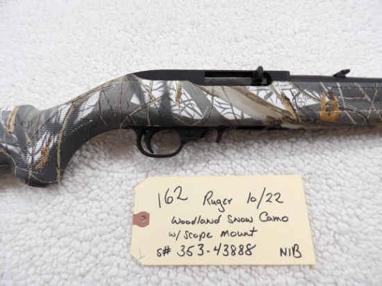 Ruger 10/22 Woodland Snow Camo w/Scope Mount NIB