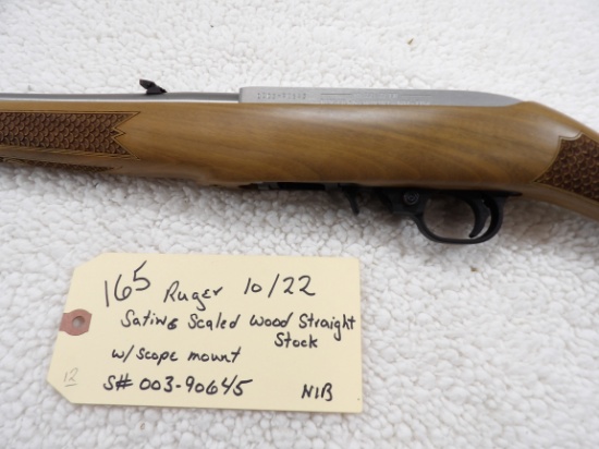 Ruger 10/22 Satin & Scaled Wood Straight Stock w/Scope Mount NIB