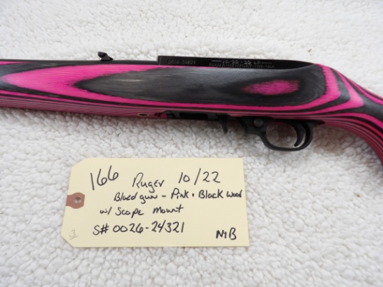 Ruger 10/22 Blued gun - Pink & Black Wood w/Scope Mount NIB