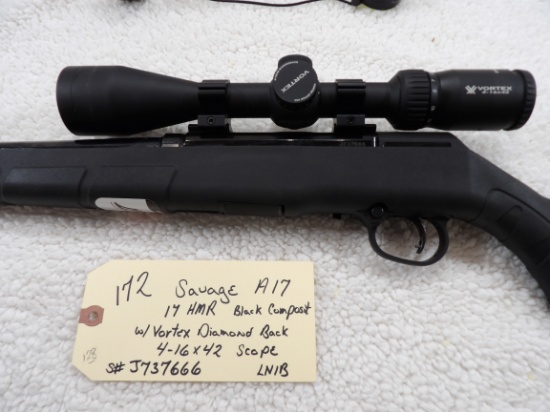 Savage A17 17 HMR Black Composite w/Vortexx Diamondback 4-16x42 Scope LNIB