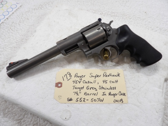 Ruger Super Redhawk 454 Casull, 45 Colt Target Grey Stainless 7 1/2" Barrel in Ruger Case LNIB