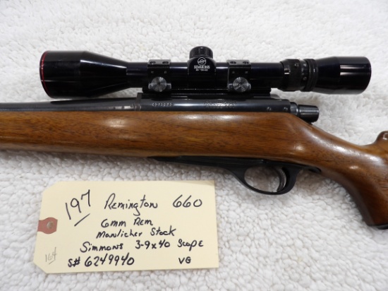 Remington Model 660 Bolt Action Rifle 6mm Rem Manlicher Stocker Simmons 3-9x40 Scope