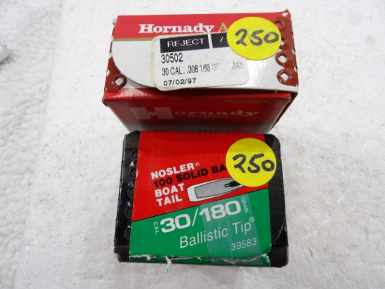 200 Rds 2 Boxes 30 Cal 168 gr A-Max & 30 Cal 180 gr Ballist Tip Bullets