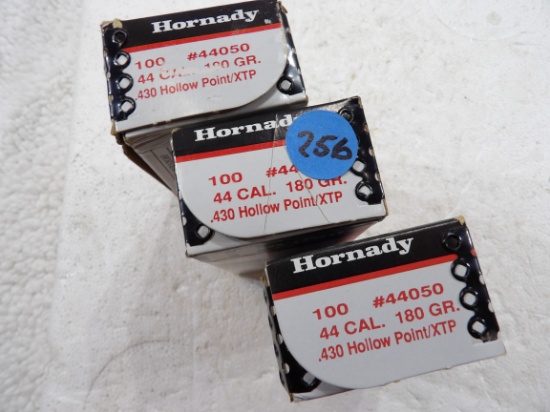 300 Rds 3 Boxes Hornady 44 Cal 180 gr HP/X9P Bullets
