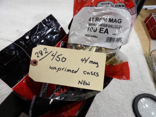 450 Ct 44 Mag Unprimed Shell Cases in Metal Ammo Can NEW