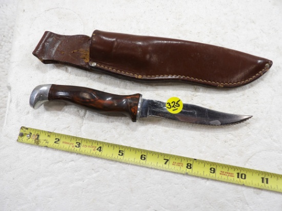 Cutco Serrated Hunting Knife in Sheath 5" Blade 10" Total Length