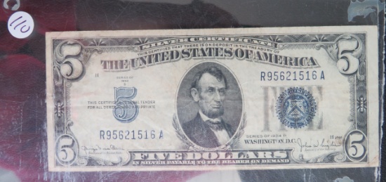 1934- Blue Seal $5.00 Silver Certificate