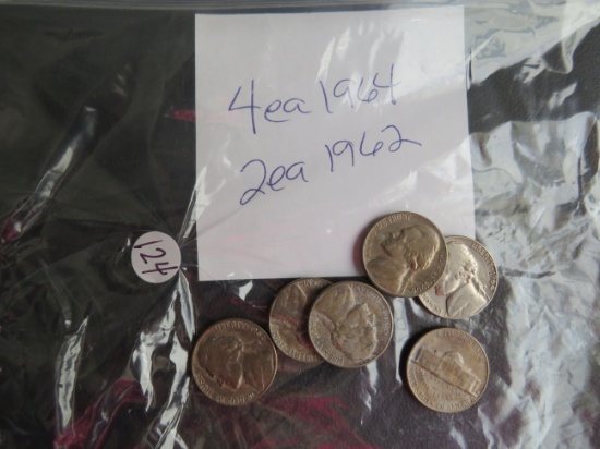 (2) 1962, (4) 1964- Nickels