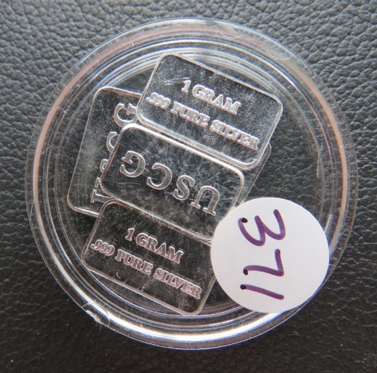 (5) USCG- 1 Gram .999 Pure Silver Mini Ingots