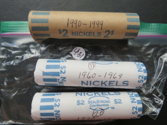 3 rolls 1960-1999 Nickels