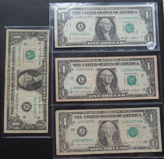 (2) 1985, (2) 1988, 1981 1 Dollar Bills