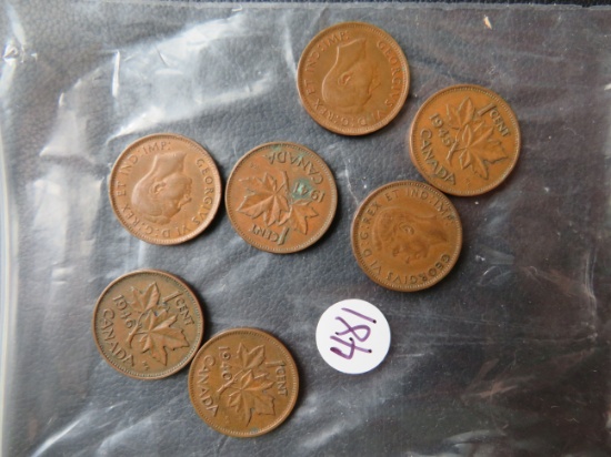 (7) 1940's Canadian Cents