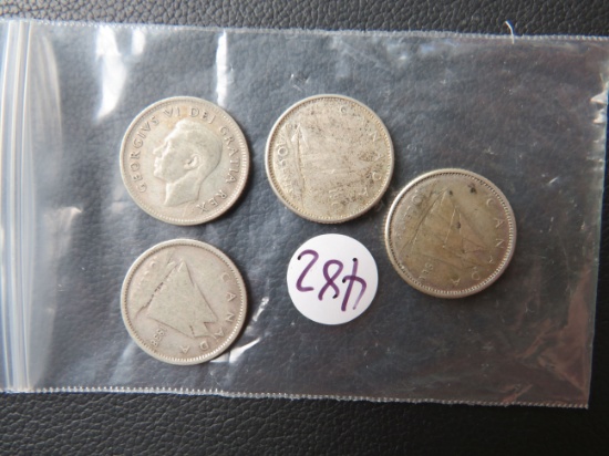 (4) Canadian Dimes- Silver