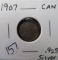 1907- Canada Silver 5 Cent Pieces