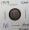1919- Canada Silver 5 Cent Piece