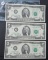 (3) 1976- $2 Bill, Consecutive Serial Number