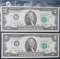 (2) 1976- $2 Bill, Consecutive Serial Number