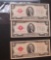 (6) 1928-G Red Seal $2 Dollar Bill