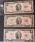 (3) 1953- Red Seal $2 Dollar Bill
