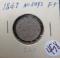1867- 5 Cent- No Rays